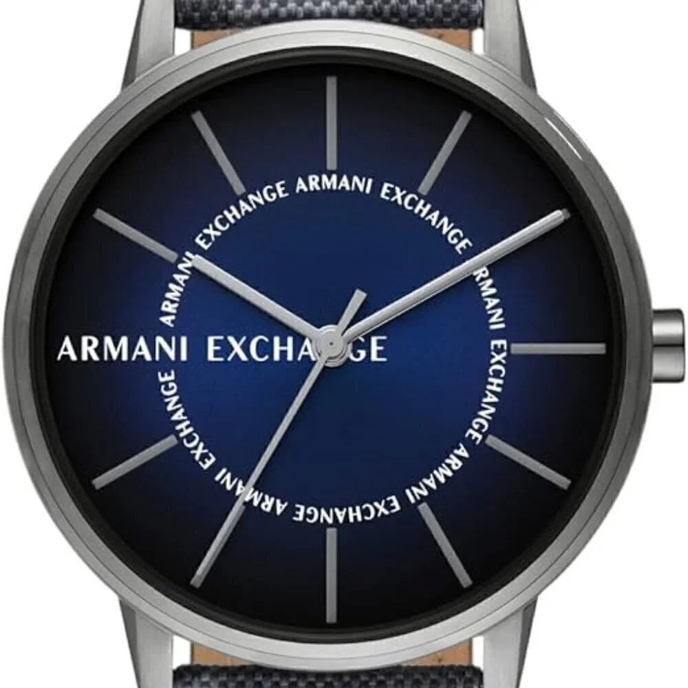 Armani Exchange Watch Stainless Steel Three Hand Blue Camo Mens NWT‎